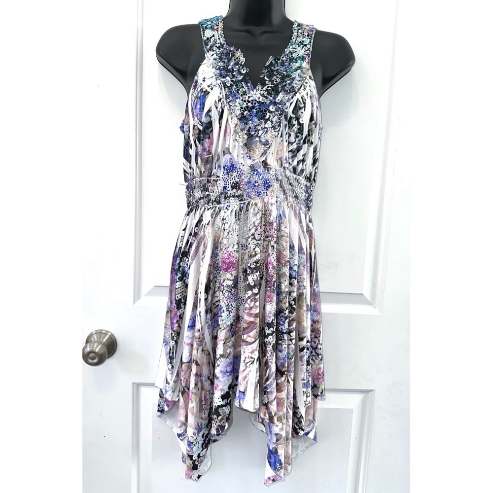 S-12, S-Twelve Purple dress with lots of embellished rhinestones